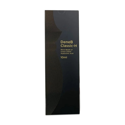 Black packaging of DeneB Classic-H with gold text on a white background